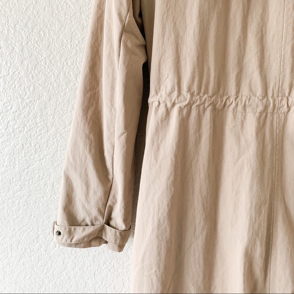 Elle Tan Khaki Long Midi Trench Coat with Hood, S - Picture 8 of 8